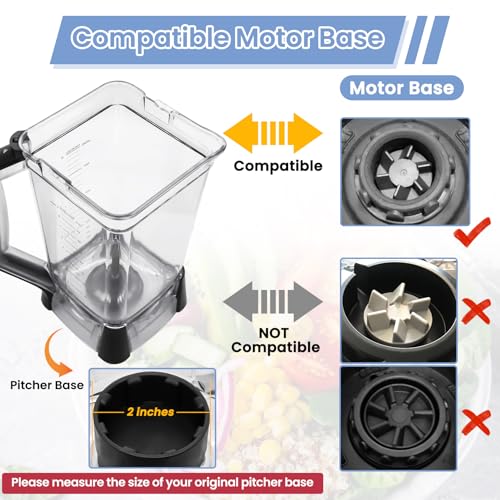 WARDFYT 72 oz XL Pitcher Replacement Compatible with Ninja BL660 BL740 Blenders Professional New Model, 72oz Crushing Pitcher Replacement for Ninja BL660A BL660W BL660WM BL663CO BL665QBK BL740C by WARDFYT - Image 3