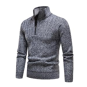 Mylldey Quarter Zip Sweater Men’s Pullover Sweaters Knit Long Sleeve Sweater Mens