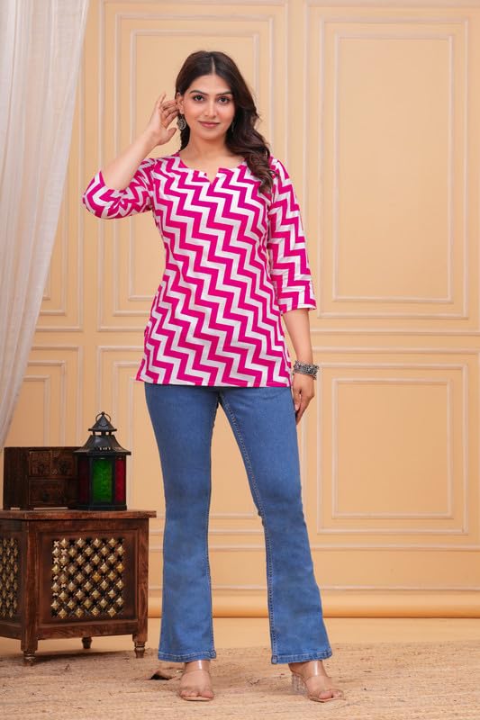 Image of SIROTA Rayon Short Top for Women | Tunic for Jeans | Western Short Kurti | Stylish Straight Ladies Kurta | Ethnic Kurta for Girls