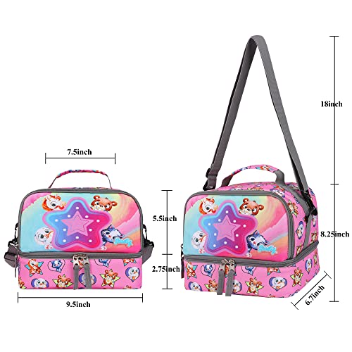 Seastig Rolling Backpack 18In Double Handle Backpack Kids Wheeled Backpack Roller Backpack With Lunch Bag Set Girls Boys #TOP3