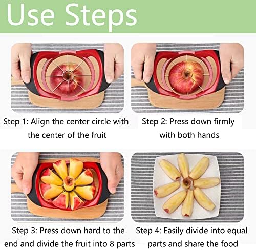 Apple Corer and Slicer- Fruit Cutter - Apple Divider - Wedger - Stainless Steel Slicer for Fruits - Vegetables- Ergonomic Handle- Easy Grip- 8 Sharp Blade & Slices