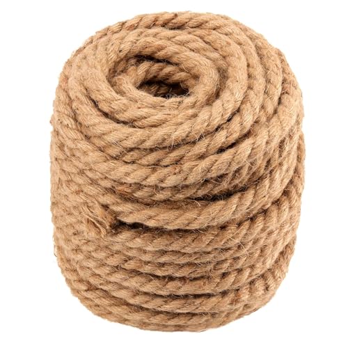 CHUIFAI Cuerda de yute natural, 20 m x 12 mm, 4 hebras, cuerda de yute trenzada, cuerda de cáñamo trenzada, cuerda de yute para manualidades, embalaje, paquete de jardín, decoración