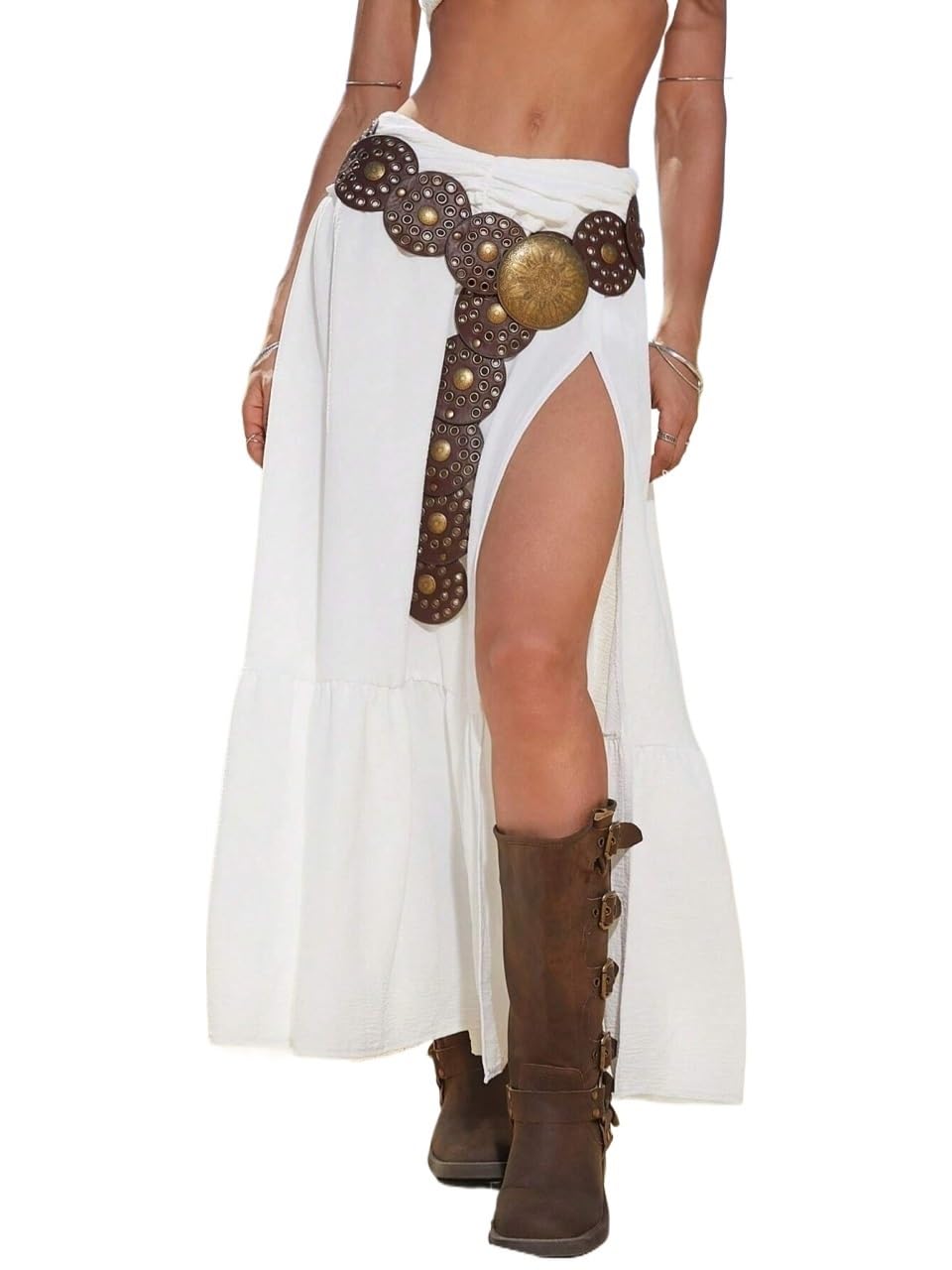 Women High Waist Solid Color Slit Skirt With Summer Summer Skirt