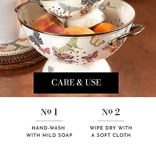 Mackenzie-Childs Butterfly Garden Enamel Colander, Kitchen Sink Strainer, Large #TOP4