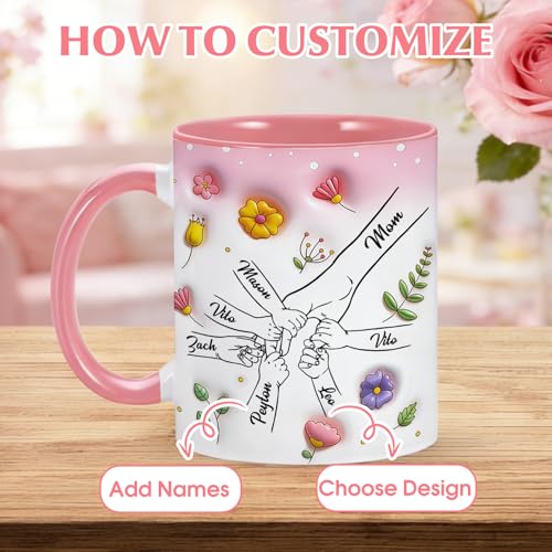 Taza de cerámica rosa personalizada para mamá 11 oz miniatura 2