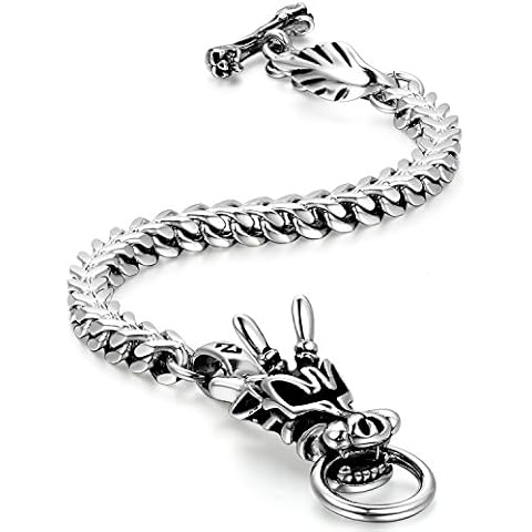 JewelryWe Men's Gothic Dragon Bracelet Cover