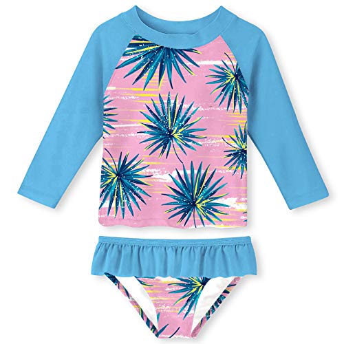 UNIFACO Long Sleeve Swimsuits for Toddler Baby Girls Hawaii Bathing Suits Beach Pool Party 2 Piece Rashguard Sets Beachwear Swimwear for Summer Holiday Vacation 2 Years Old