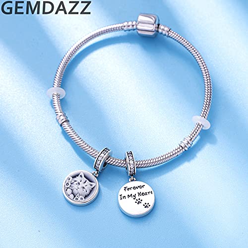 Lucky Cat Round Pendant Charm, 925 Sterling Silver Forever In My Heart, Shell Made 3D Kitten Beads, Fits Pandora Animal Bracelet, Gift For Pet Lover/Mom/Wife/Birthday #TOP1