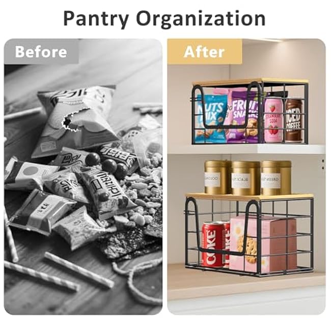 2 Pack Trash Bag Holder - Extra Large Stackable Storage for Kitchen Pantry Laundry Room Organization, Wall Mount Garbage Bag Dispenser with Bamboo Top for Under Sink Organizer, Fits 13/30/33 Gallons