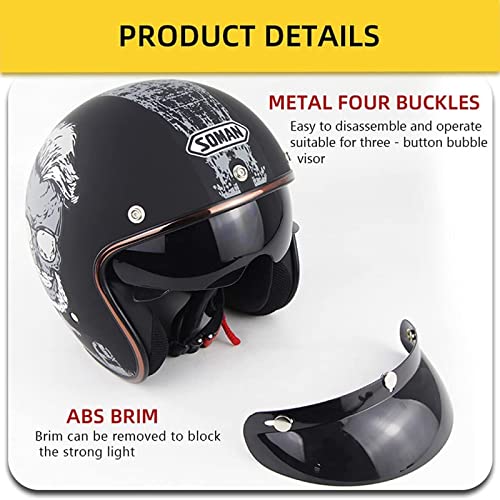 Casque rétro Harley open face doté d'une attache à dégagement rapide XL