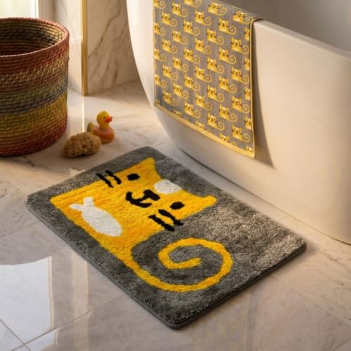 Image of Dream Weaverz 2000 GSM Soft Microfiber Bath Mat - Quick Dry Anti-Skid Water Absorbent Floor Rug, Machine Washable Non Slip Door Mat for Bathroom & Bedroom (40 x 60 cm) (Hot Air Ballon)