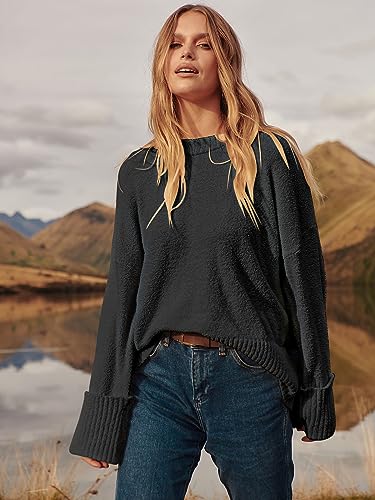 ANRABESS Women's Oversized Sweaters 2026 Long Sleeve Fuzzy Knit Casual Chunky Pullover Sweater Fall Outfits Clothes