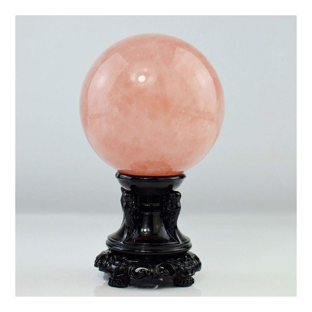 Boule de cristal naturelle avec socle en verre rose Feng Shui