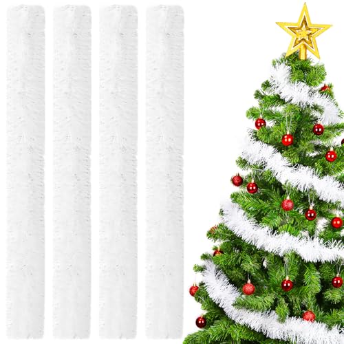 SinLaw Weihnachtsgirlanden,4pcs Weihnachten Lametta Girlande,Weiß...