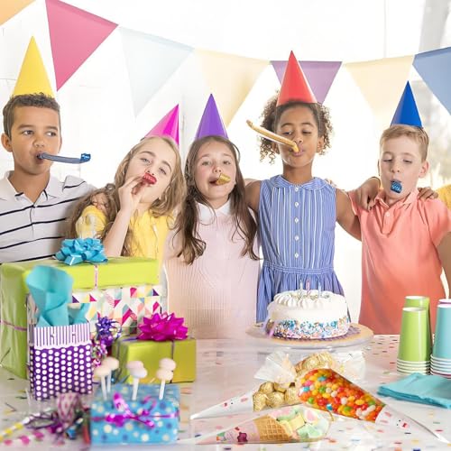 100 Stück Süßigkeiten-Tüten, 30×16cm Spitztüten Süßigkeiten, Zapfenbeutel mit 100 bunten Bändern, für Süßigkeiten, Kekse, Backen.