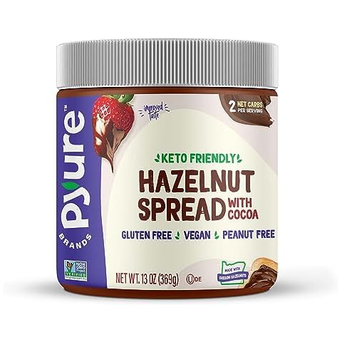Pyure Hazelnut Spread with Cocoa 2 Net Carbs Keto Snack Gluten-Free, Peanut Free, Plant-Based Hazelnut Spread for Vegan Keto Friendly Food 13oz Cover