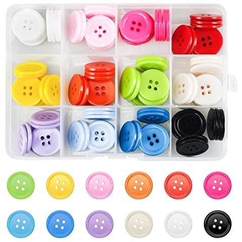 120pcs Colourful Resin Sewing Buttons Set Cover