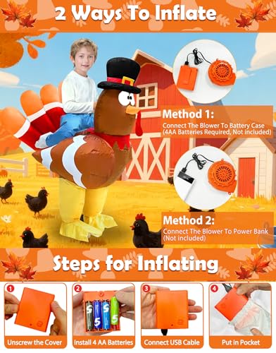 Disfraz Inflable de Pavo para Niños Camlinbo miniatura 3