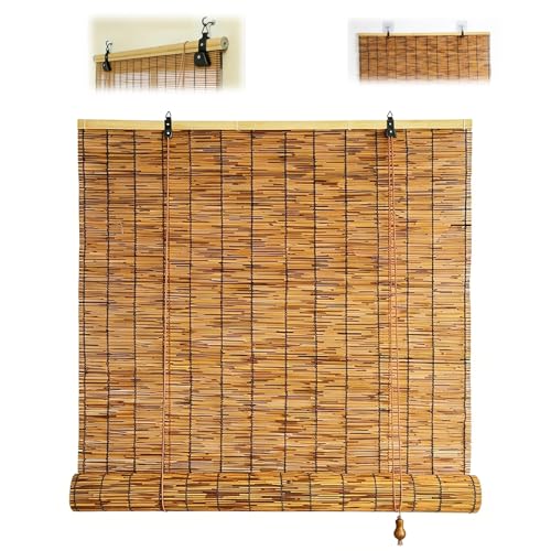 Persiana Bambú Exterior 100x200 120x160 150x200 160x300cm Persianas De Caña Enrollables Exterior Natural Cortina De Caña Protector Solar Persiana De Madera para Ventana Puerta Patio