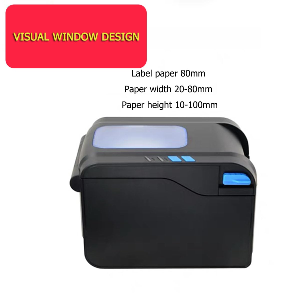 Stampante automatica per etichette peeling, stampante termica con interfaccia USB, strumento di stampa per biglietti di trasporto da 7,4 x 5,1 x 5,3 pollici, 2,6 kg, larghezza massima di stampa 80 mm,