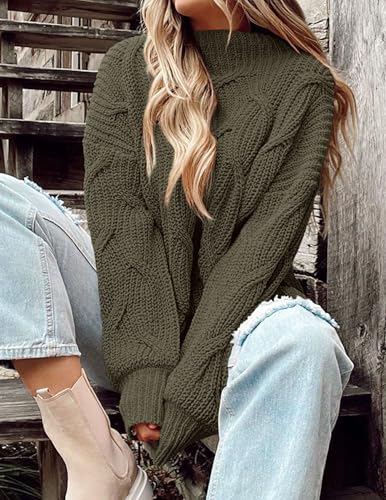 PRETTYGARDEN Women's Fall Oversized Pullover Sweaters Casual Crewneck Long Sleeve Chunky Cable Knit Tops Winter Clothing
