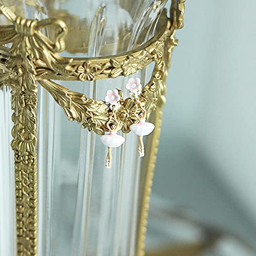 Hand Painted Enamel Glaze Mini Pink Ballet Stud Earrings And Pure And Fresh Temperament Stud Earrings. Lady Ear Clip #TOP4