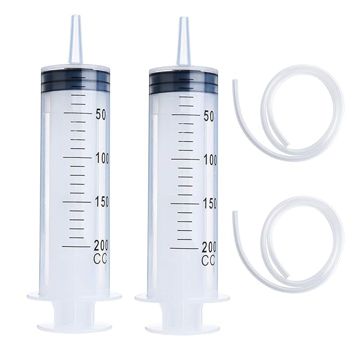 Buy 2 Pack 200ml Syringes with Tip Adapters and Tubes, Large Plastic