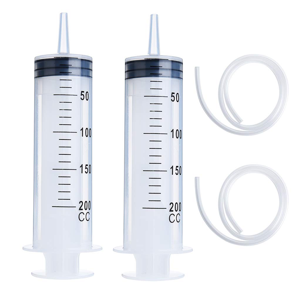 Buy 2 Pack 200ml Syringes with Tip Adapters and Tubes, Large Plastic