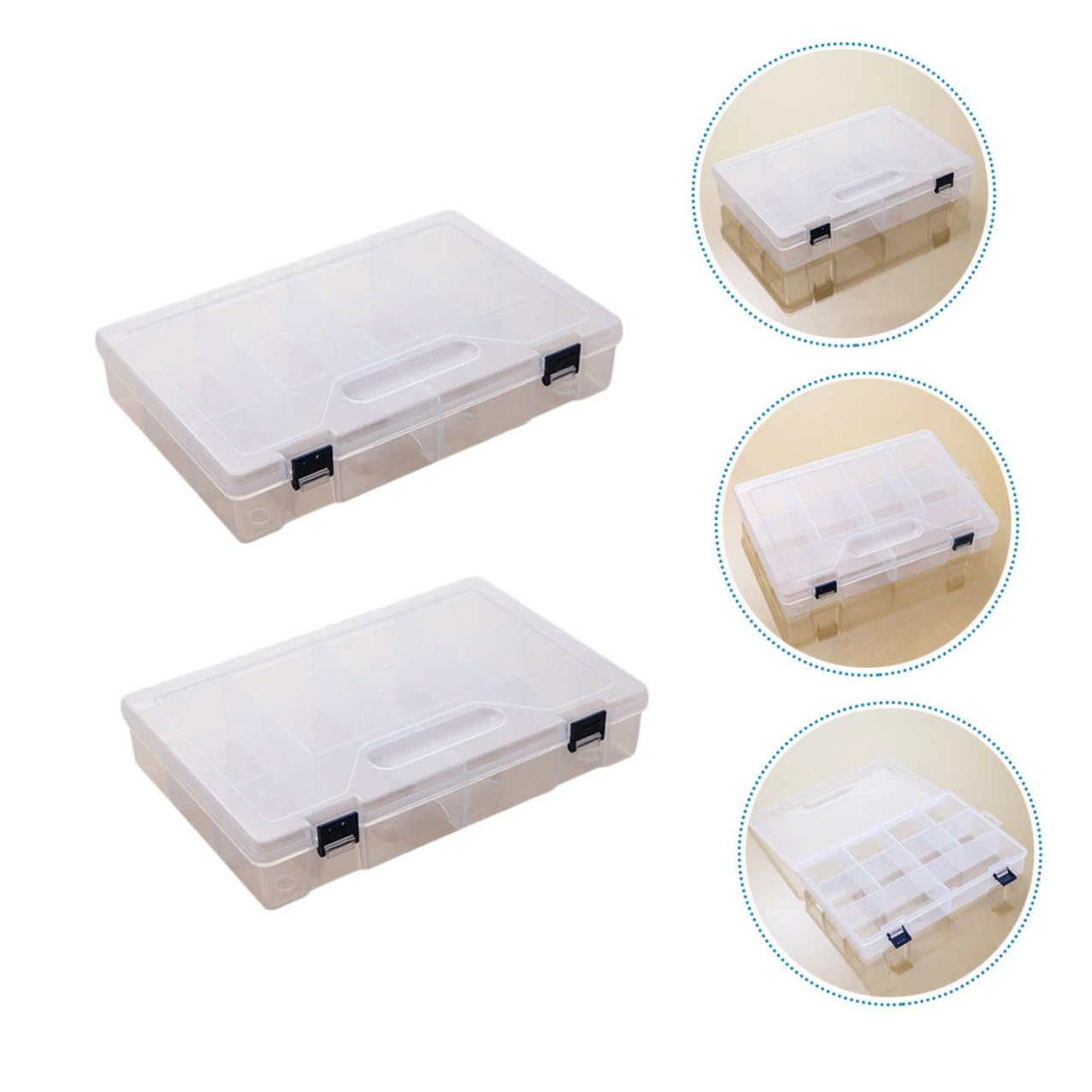 4 Pezzi Contenitore Trasparente con Scomparti Rimovibili Scatola Organizer per Utensili e Accessori Box Plastica Multifunzionale per Casa e Laboratorio