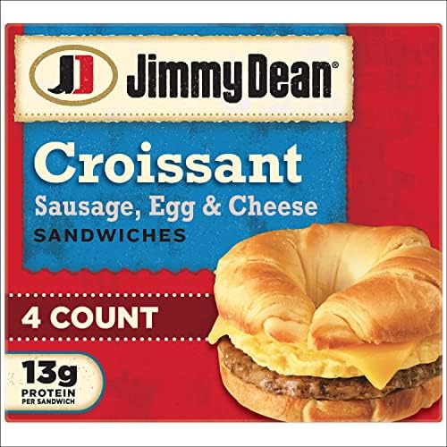Jimmy Dean Sausage, Egg and Cheese Croissant Breakfast Sandwich, 4 Count (Frozen)