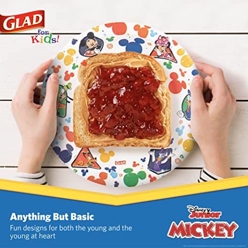 Glad for Kids Disney Mickey and Friends Disposable Paper Plates for Snacks and Meals, Heavy Duty Soak Proof Cut Resistant Microwave Safe Kids Plates, Party Pack, 8.5 Inch, 40 Count - Image 5