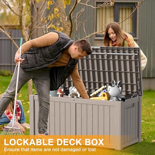 120-Gallon-Outdoor-Storage-Box-120-Gallon-Deck-Box-Waterproof-Patio-Furniture-Garden-Tools-Cushions-Pool-Accessories-Outside-Storage-Resin-BoxLight-Brown 120 Gallon Outdoor Storage Box 120 Gallon Deck Box Waterproof Patio Furniture Garden Tools Cushions Pool Accessories Outside Storage Resin BoxLight Brown