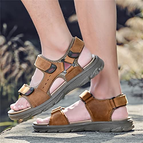 Men's Sandals Genuine Leather Casual Shoes Breathable Outdoor Trekking Sandals Leisure Shoes Men(44)2