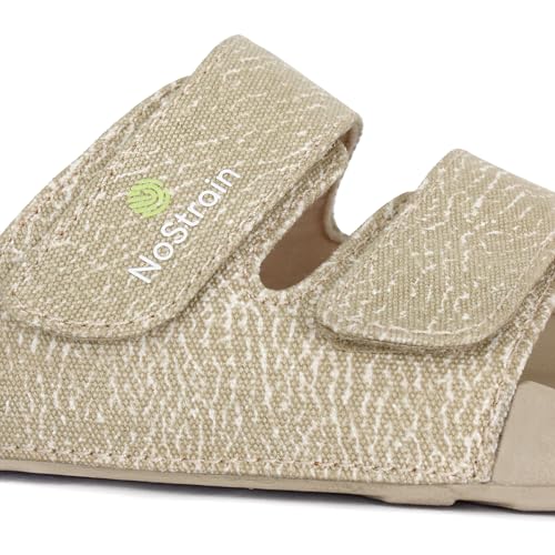 Image of NoStrain Men's Canvas Wave Print Sugar Sliders & Slippers | Ultra Soft Cushion FootBed | Comfortable Light Weight Casual Dailywear | Anti-Skid Sole | Waterproof Quick Drying Indoor Outdoor Flip Flops