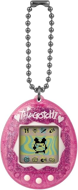 Bandai Tamagotchi Original Pink Glitter Shell | Tamagotchi Original Cyber Pet 90s Adults And Kids Toy With Chain | Retro Virtual Pets Are Great Boys And Girls Toys Or Gifts For Ages 8+