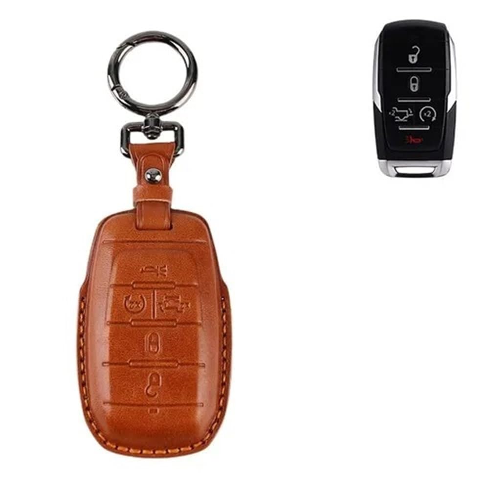 Cover per chiave auto Custodia per chiave telecomando auto per Dodge 1500 2019 2020 2021(Brown)
