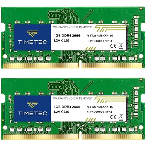 Image of Timetec 8GB KIT (2x4GB) DDR4 2666MHz (PC4-2666V) PC4-21300 SODIMM Laptop RAM - 260-Pin 1.2V CL19 Non-ECC Unbuffered Memory Module for Laptop, Notebook, Mini PC, All-in-One