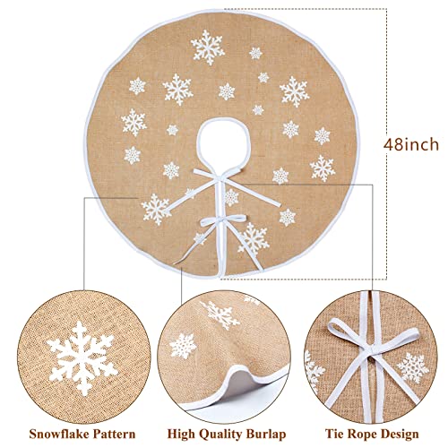 Aerwo Burlap Snowflake Christmas Tree Skirt Ornament 48Inch Diameter Christmas Decoration New Year Party Supply #TOP1