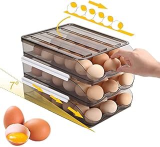 MaxAwe Fridge Egg Holder 54 Eggs, Triple Layer Egg Storage Container Transparent Egg Storage Box for Kitchen and Refrigerator, Keeping Eggs Fresh