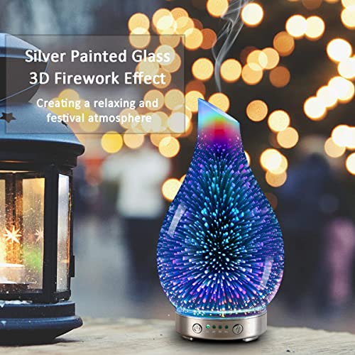 Essential Oil Diffuser, 3D Glass Aromatherapy Ultrasonic Humidifier, 7 Color Changing Leds, 120Ml Waterless Auto-Off, Setting For Home Office Yoga Leisure Spa Gift Bpa Free #TOP5