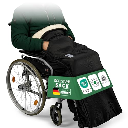 NOVALIV Schurwoll Rollstuhlsack Gr&ouml;&szlig;e 1 &ndash; Schlupfsack Rollstuhl Winter mit 100% Schurwolle &ndash; wasserabweisender Fu&szlig;sack Umfang ca. 146 cm L&auml;nge 150 cm &ndash; Warmer Beinsack f&uuml;r Rollstuhlfahrer & Senioren