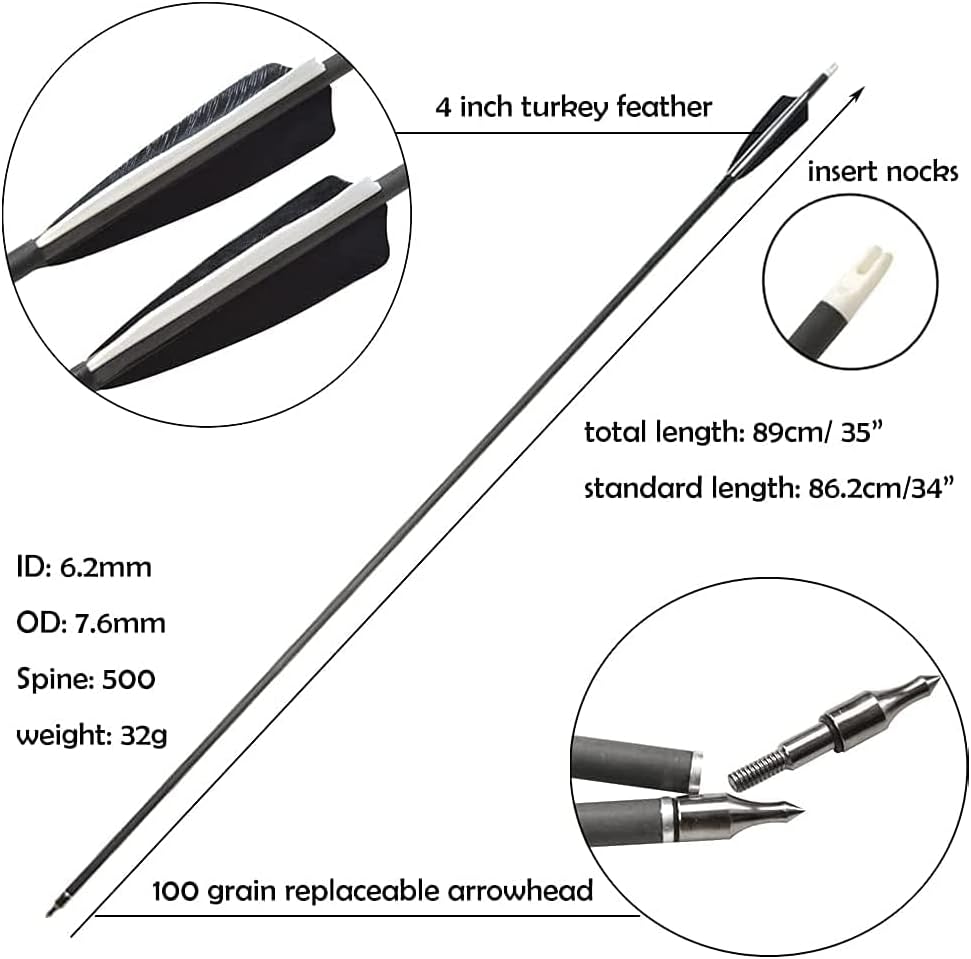 ZSHJGJR Archery 60 Inch Black Hunter Takdown Recurve Bow and Arrow Set 20-60 Lbs Right Handed with Wood Bow Riser American Hunting Longbow for Archery Hunting Shooting