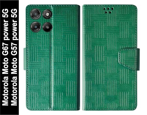 Image of SBMS Flip Cover for Motorola Moto G67 Power 5G / Moto G57 Power Back Cover Case with Magnatic Closure | Genuine Leather Finish | Inbuilt Stand | Card & Money Pocket | Wallet Style Case (Mat Green)