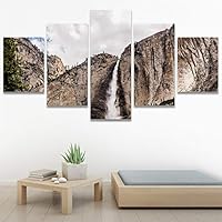 SIGNWIN 5 Panel Canvas Wall Art Mountainfalls for Home Decorations Ready to Hang - 60