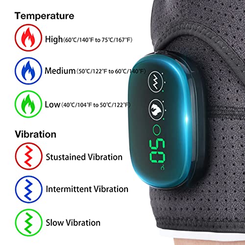 BINGONE Heated Shoulder Wrap, Shoulder Heating Pads Massager for Men Women, Electric Cordless Vibration Massage Heated Shoulder Braces with 3 Heating Setting, Left Right Shoulder Massage