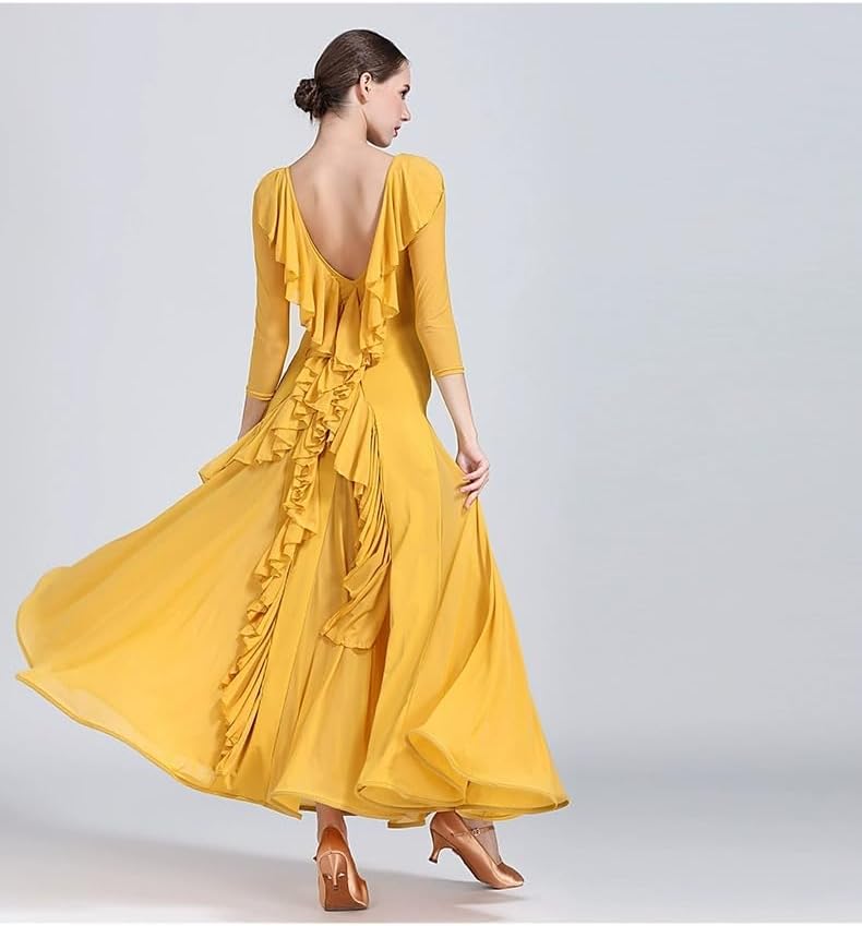 HEARTTOUCH Women Ballroom Dance Dress National Standard Dance Costume Modern Waltz Tango for Professional Competition S-2XL