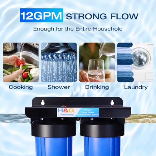 Image of H&G Lifestyles Water Descaler Whole House, 2 Stage 10 inch x 4.5 inch Water Filter | Whole House Water Filtration, Remove Scale Filter,Saltless Water Softener, Remove Chlorine Heavy Metal,Reduce Scale Buildup