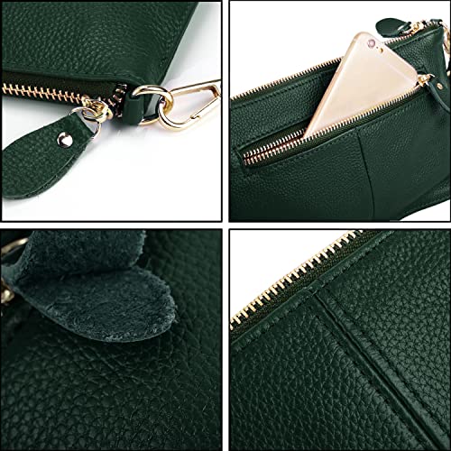 Image of YALUXE Genuine Leather Wristlet Handbags Purses Cell Phone Pocket Clutch Wallet Crossbody Bags for Women
