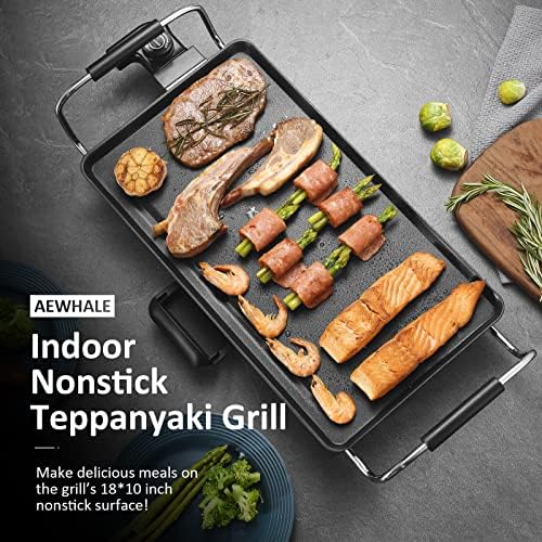 Teppanyaki Grill, AEWHALE 46×26 cm Electric Table Grill, BBQ Barbecue Griddle Non-stick Hot Plate with Adjustable Thermostat 2000WBlack