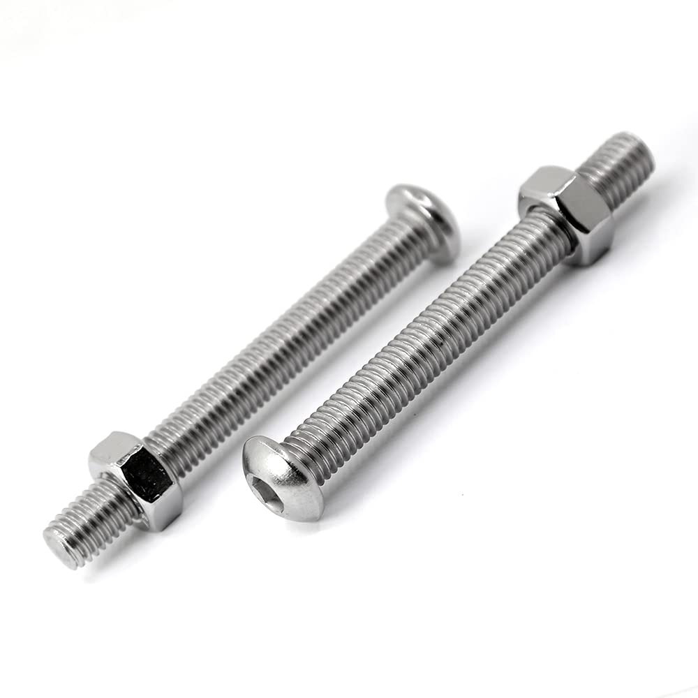 (20 sets) M6-1.0 x 40 mm Hex Socket Screws and Nuts Set 304 Stainless Steel 18-8 Round Head Screws, Silver, M6 x 40mm - Image 4